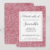 Girly Pink Rose Glitter Kaart (Voorkant / Achterkant)