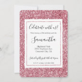 Girly Pink Rose Glitter Kaart (Voorkant)