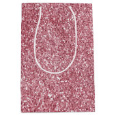 Girly Pink Rose Glitter   Medium Cadeauzakje (Voorkant)