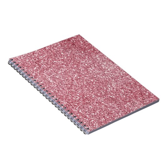 Girly Pink Rose Glitter Sparkle Notitieboek (Rechterzijde)