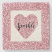 Girly Pink Rose Glitter Sparkle Stenen Onderzetter (Voorkant)