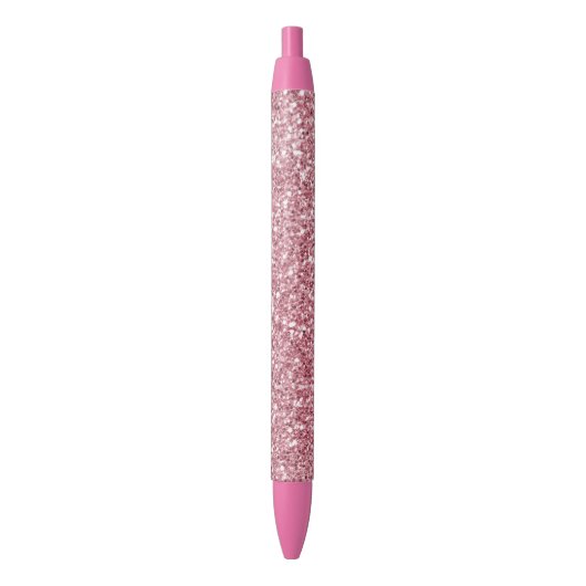Girly Pink Rose Glitter      Zwarte Inkt Pen (Voorkant Verticaal)