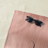 Girly Pink Rose Gold Brushed Metal Script Monogram Strandlaken (In situ)