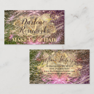 Girly Pink Rose Gold Butterfly Sparkles Salon Visitekaartje