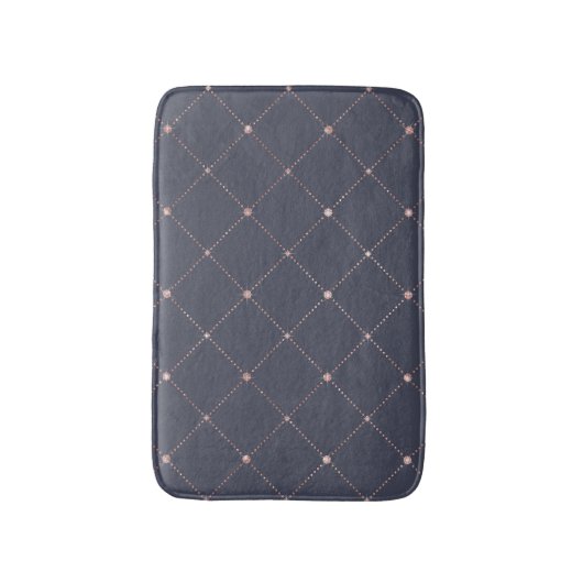 Girly Pink Rose Gold Diamond Navy Blue Geometric Badmat (Voorkant Verticaal)