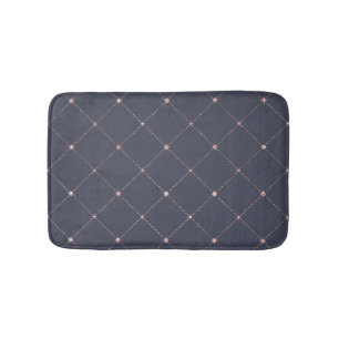 Girly Pink Rose Gold Diamond Navy Blue Geometric Badmat