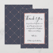 Girly Pink Rose Gold Diamond Navy Blue Geometric Bedankkaart (Voorkant / Achterkant)
