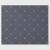 Girly Pink Rose Gold Diamond Navy Blue Geometric Cadeaupapier (Vlak)