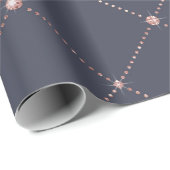 Girly Pink Rose Gold Diamond Navy Blue Geometric Cadeaupapier (Rol Hoek)