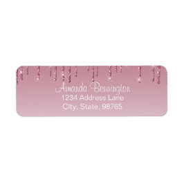 Girly Pink Rose Gold Driving Faux Glitter Etiket