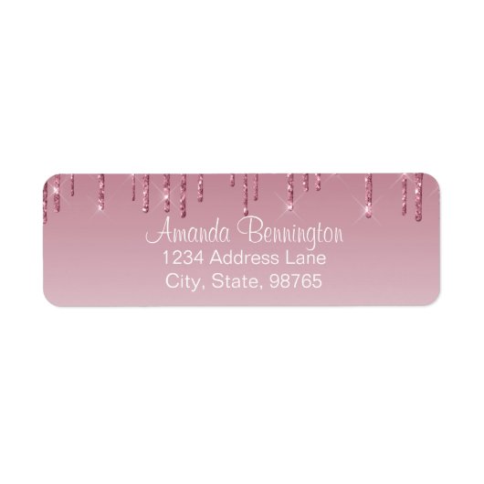 Girly Pink Rose Gold Driving Faux Glitter Etiket (Voorkant)