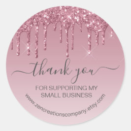 Girly Pink Rose Gold Driving Faux Glitter Ronde Sticker