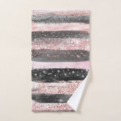 Girly Pink Rose Gold Glitter en Modern Black  Bad Handdoek (Handdoek)