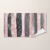 Girly Pink Rose Gold Glitter en Modern Black  Bad Handdoek (Handdoek)