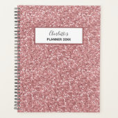 Girly Pink Rose Gold Glitter Gepersonaliseerde naa Planner (Voorkant)