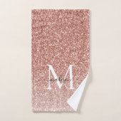 Girly Pink Rose Gold Glitter Glam Monogram Script Bad Handdoek (Handdoek)