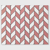 Girly Pink Rose Gold Glitter Herringbone Chevron Cadeaupapier (Vlak)