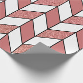 Girly Pink Rose Gold Glitter Herringbone Chevron Cadeaupapier (Hoek)