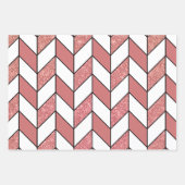 Girly Pink Rose Gold Glitter Herringbone Chevron Inpakpapier Vel (Voorkant 2)