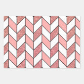 Girly Pink Rose Gold Glitter Herringbone Chevron Inpakpapier Vel (Voorkant)