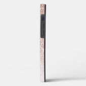 Girly Pink Rose Gold Glitter Monogram Naam Case-Mate iPhone Case (Achterkant / Links)
