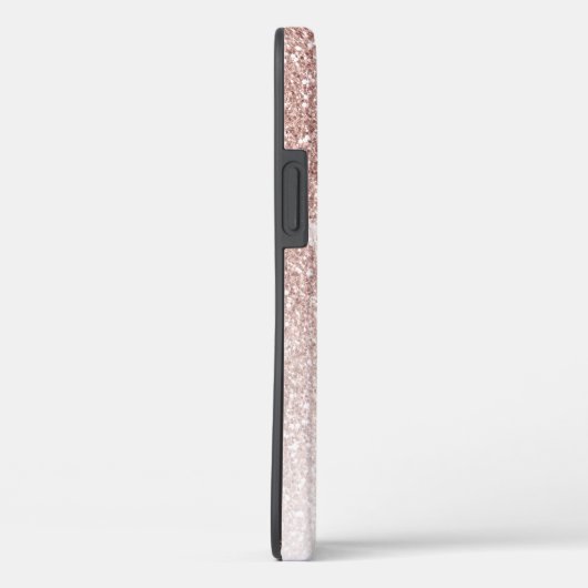 Girly Pink Rose Gold Glitter Monogram Naam Case-Mate iPhone Case (Achterkant / Rechts)