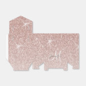 Girly Pink Rose Gold Glitter Naam Monogram Bedankdoosjes (Uitgevouwen)