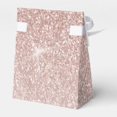 Girly Pink Rose Gold Glitter Naam Monogram Bedankdoosjes (Achterkant)