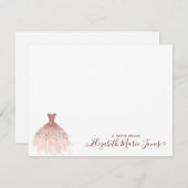 Girly Pink Rose Gold Glitter Sparkle Dress Script Notitiekaartje (Voorkant / Achterkant)