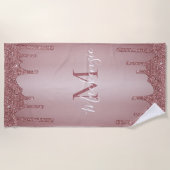 Girly Pink Rose Gold Glitter Sparkle Drips Strandlaken (Voorkant)