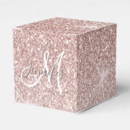 Girly Pink Rose Gold Glitter Sparkles Monogram Bedankdoosjes