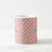 Girly Pink Rose Gold Glitter Stripes Monogram Koffiemok (Center)