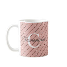 Girly Pink Rose Gold Glitter Stripes Monogram