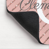 Girly Pink Rose Gold Glitter Stripes Monogram Muismat (Hoek)