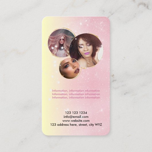 Girly Pink Rose Gold Glitter Vrouwelijke Sociale M Visitekaartje (Achterkant)