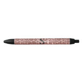 Girly Pink Rose Gold Leopard Monogram Elegant Name Zwarte Inkt Pen (Voorkant)
