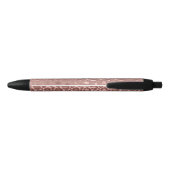 Girly Pink Rose Gold Leopard Monogram Elegant Name Zwarte Inkt Pen (Achterkant)