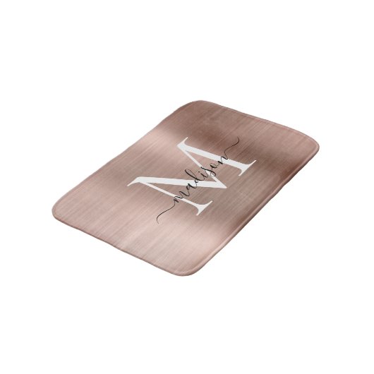 Girly Pink Rose Gold Monogram script geborsteld me Badmat