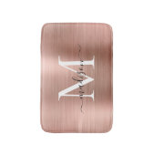 Girly Pink Rose Gold Monogram script geborsteld me Badmat (Voorkant Verticaal)