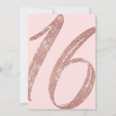 Girly Pink Rose Gold Sequin Glitter Sweet 16 Kaart (Achterkant)