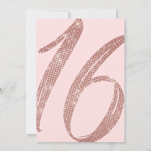 Girly Pink Rose Gold Sequin Glitter Sweet 16 Kaart (Achterkant)