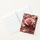 Girly Pink Rose Gold Sparkle Glitter Monogram Naam Notitieboek (Binnen)