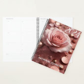 Girly Pink Rose Gold Sparkle Glitter Monogram Naam Planner (Display)