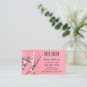 Girly Pink Rose Hair Stylist Visitekaartje (Staand voorkant)