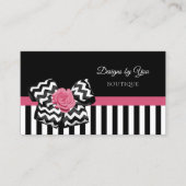 Girly Pink Rose Schattige Chevron Bow Boutique Visitekaartje (Voorkant)