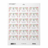 Girly Pink Roses Olifant Retouradres Etiket (Full Sheet)
