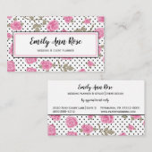 Girly Pink Roses Script Girly Floral Modern Visitekaartje (Voorkant / Achterkant)