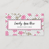 Girly Pink Roses Script Girly Floral Modern Visitekaartje (Voorkant)