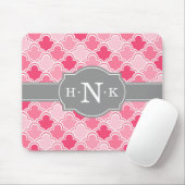 Girly Pink Scallop Pattern Gray Monogram Muismat (Met muis)