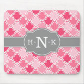 Girly Pink Scallop Pattern Gray Monogram Muismat (Voorkant)